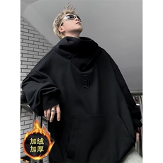 1506/QC40/P54美式重磅高领卫衣男连帽冬季加绒宽松痞帅情侣，男装卫衣，星座1506