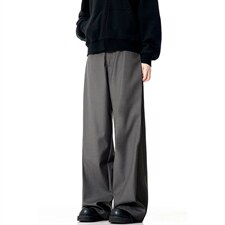 春秋美式高街休闲裤男女垂感阔腿西裤长裤纯色西装裤宽松直筒裤子，男装西服套装，电商A443