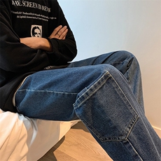 热卖简约牛仔裤多口袋侧袋直筒工装INS束脚裤子T，男装牛仔裤，电商A102B