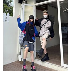 2025新款字母刺绣青少年港风连帽纯棉夹克外衣宽松冰丝皱防晒衣，男装夹克，星座506A