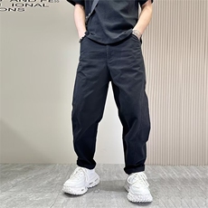男士休闲裤春秋冬季设计感高腰纯色弯刀裤痞帅百搭直筒宽松长裤子，男装休闲裤，星座506A