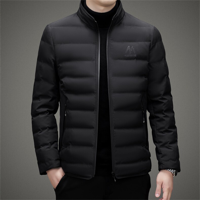 中年立领休闲羽绒服冬季新款男士加厚保暖白鸭绒外套上衣爸爸装,男装羽绒服,电商B212（原钱塘6029）