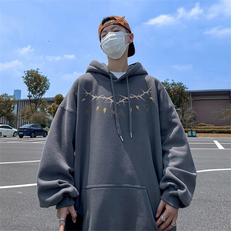 抖音得物供货可提供视频春装重磅美式宽松连帽卫衣DL2417,男装卫衣,电商A486-1
