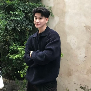 polo领毛衣男秋冬美式复古套头针织衫cleanfit慵懒高级感外套图片