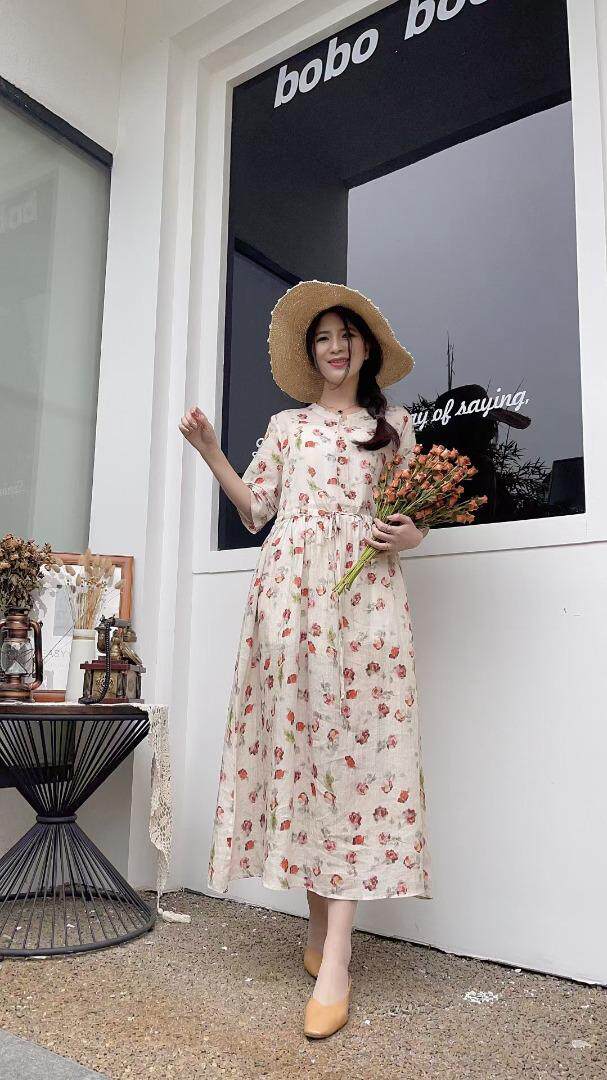 纯苎连衣裙小衫裤子裙子衬衣 时尚风 风淑女风休闲风，女装连衣裙，川哲