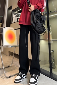 秋冬黑色加绒加厚宽松直筒垂感牛仔裤男休闲长裤K369-P50 加绒P60图片