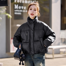 短款蛋白皮PU羽绒服2025新女冬季新款美拉德超好看免洗白鸭绒外套，女装羽绒服，意芙