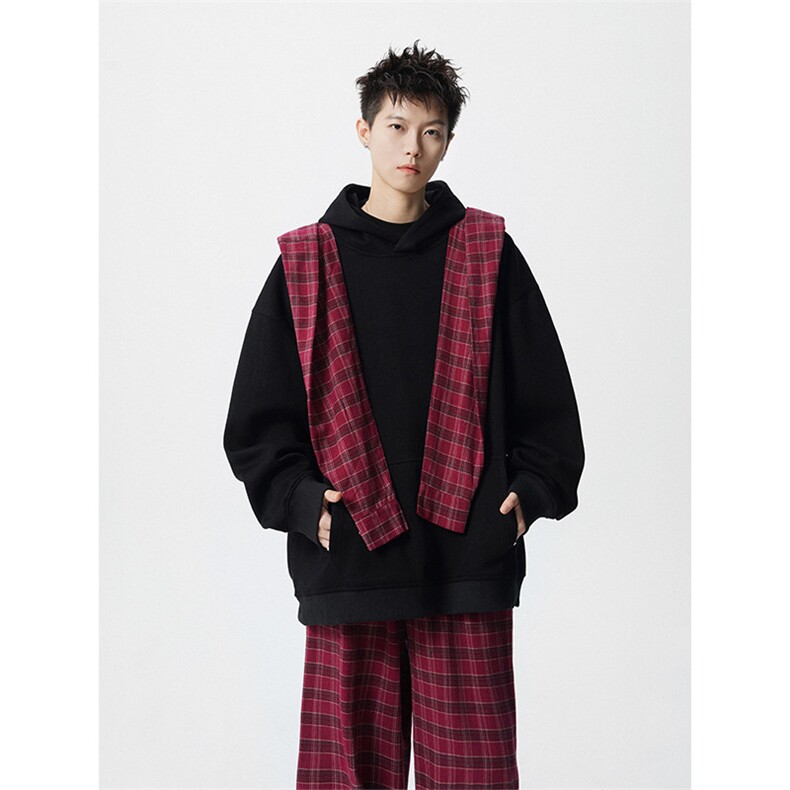 小众两连帽撞色大码卫衣套装T797特P65K797特P42TZ797特P107,男装休闲套装,电商A059