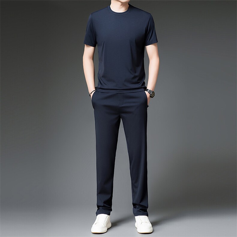 夏季新款男士运动套装二件套外套商务男装圆领速干，男装休闲套装，电商B360