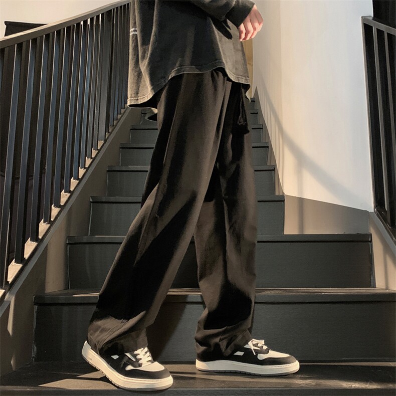 纯棉水洗梭织裤2023新款阔腿束脚休闲裤男K23137-P45控68,男装休闲裤,星座717