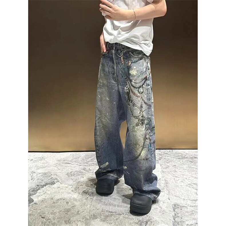 【套图3】903-AK91-特P70【98】S-3XL  印花牛仔裤！2图片
