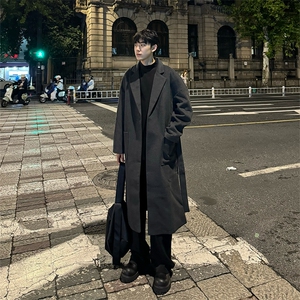 加棉现货~西装领毛呢过膝大衣外套男cleanfit加长款上衣Y903-P135图片