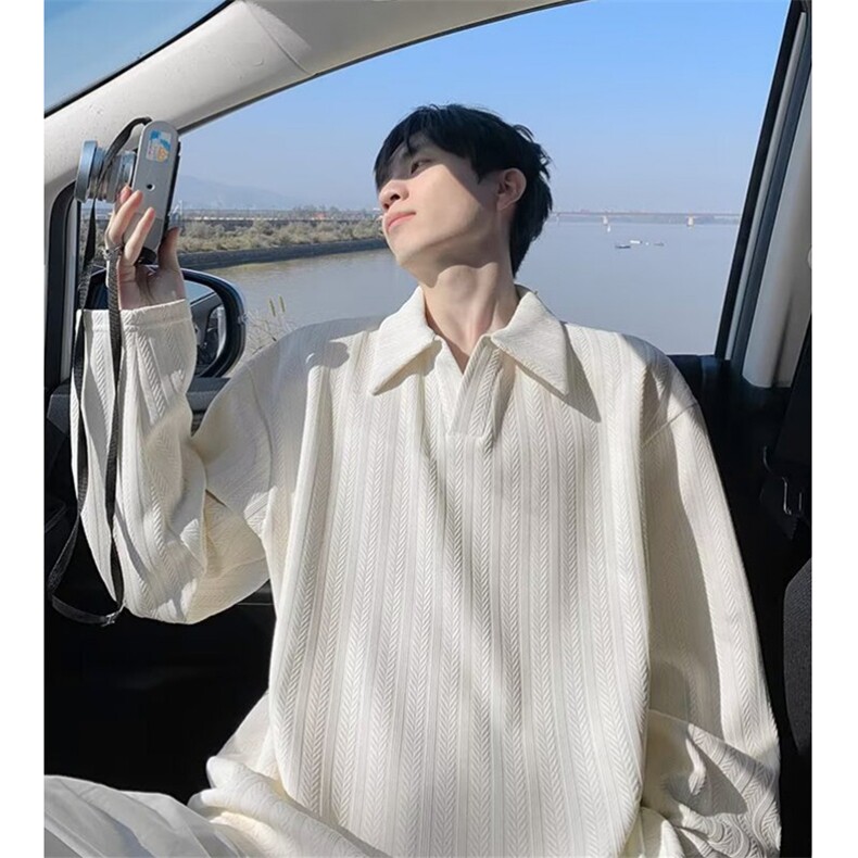 文艺原宿日系长袖POLO气质时尚新款慵懒简约百搭流行潮流WE05，男装Polo衫，星座1116A（原606A-3）