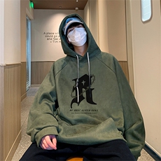 已注册港风抖音直播得物品质宽松麂皮绒连帽卫衣W6001P48，男装卫衣，电商C408-1(原B339-1)