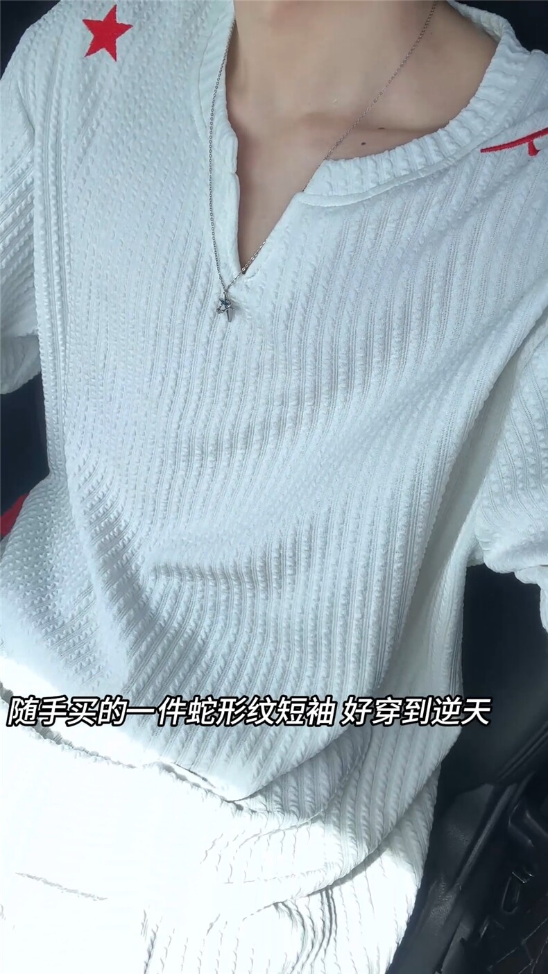 XZ809A/FFF03/特P24/控48美式V领坎肩万针绣花T恤,男装T恤,星座809A(原222-1)