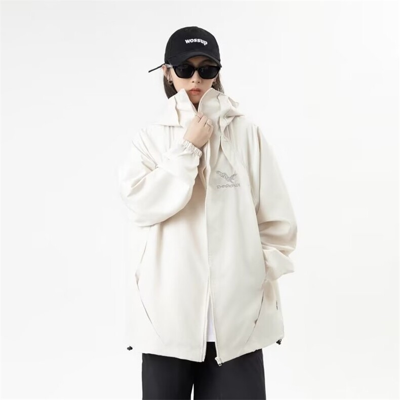 户外机能连帽冲锋衣外套男女情侣刺绣工装夹克上衣春秋CF198-p65,男装夹克,星座1008