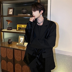 （自家图）拼接鳄鱼皮西装外套新气质显瘦西服男1504-P110，男装西服，星座910-5