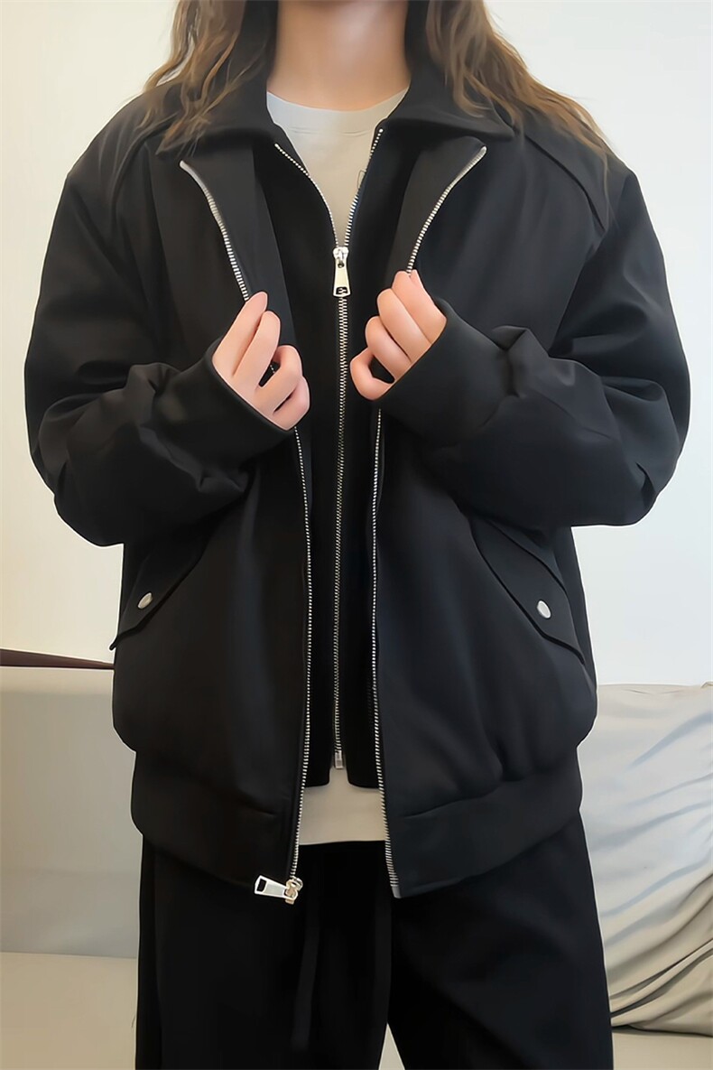 冬季新款拼接假两件加棉双拉链棉衣夹克外套男M24995-特P105控188,男装夹克,电商A001