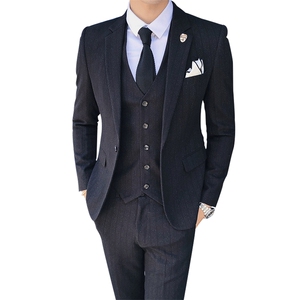 条纹新款西装男套装礼服三件套修身西服 SJT-X36-P285图片