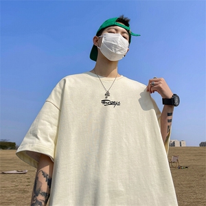 抖音得物二开现货220克夏装重磅美式高街宽松短袖t恤MT172,穿搭女微胖西装短袖图片