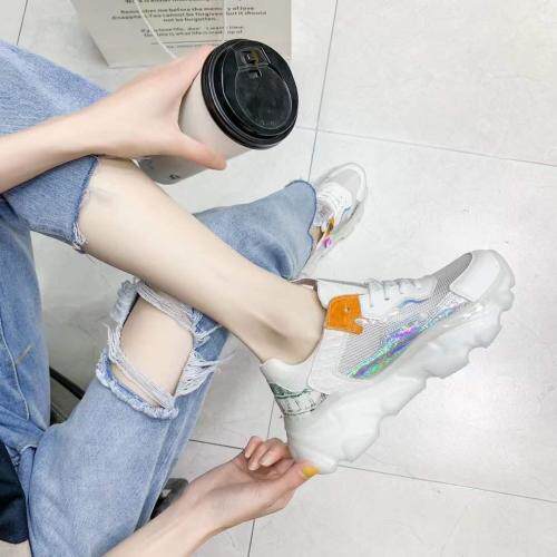 韩版潮流休闲水晶吸磨底真皮透气运鞋老爹鞋，其它，她他麦