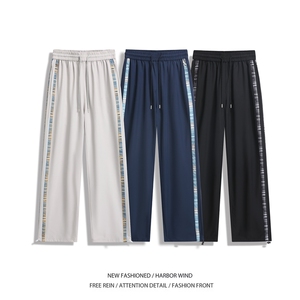 抖音品质春夏新款格子拼接宽松休闲冰丝裤B315-K25640-特p30控58图片