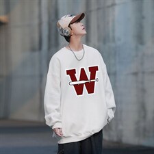 大字母印花宽松圆领卫衣Y137常规版P38加绒版P58，男装卫衣，电商B219