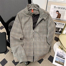 千鸟格外套男长袖韩版潮流宽松百搭2025夏季ins外套W6554-P69，男装夹克，星座412-3