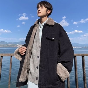 现货足序77同款牛仔加厚加绒翻领夹克男JK866/P85