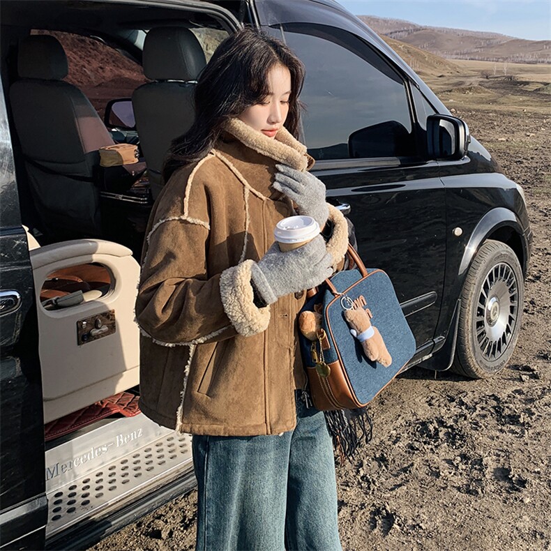 冬装现货简约皮毛一体短外套  2C239-S27-P195-K298图片