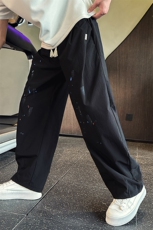 K20511-P78夏季薄款泼墨工艺休闲裤男潮流宽松直筒弯刀裤速干裤，男装休闲裤，电商A368