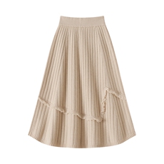 2025秋冬新款山羊绒流苏半身裙A型长裙纯色加厚裙子，女装半身裙，珍丝贝尔