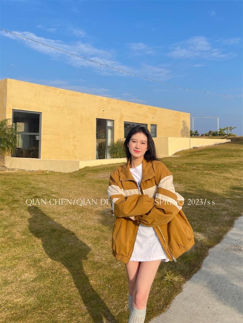 现货春季新款，拼色风衣，女装风衣，QIANCHEN 谦晨(1F)