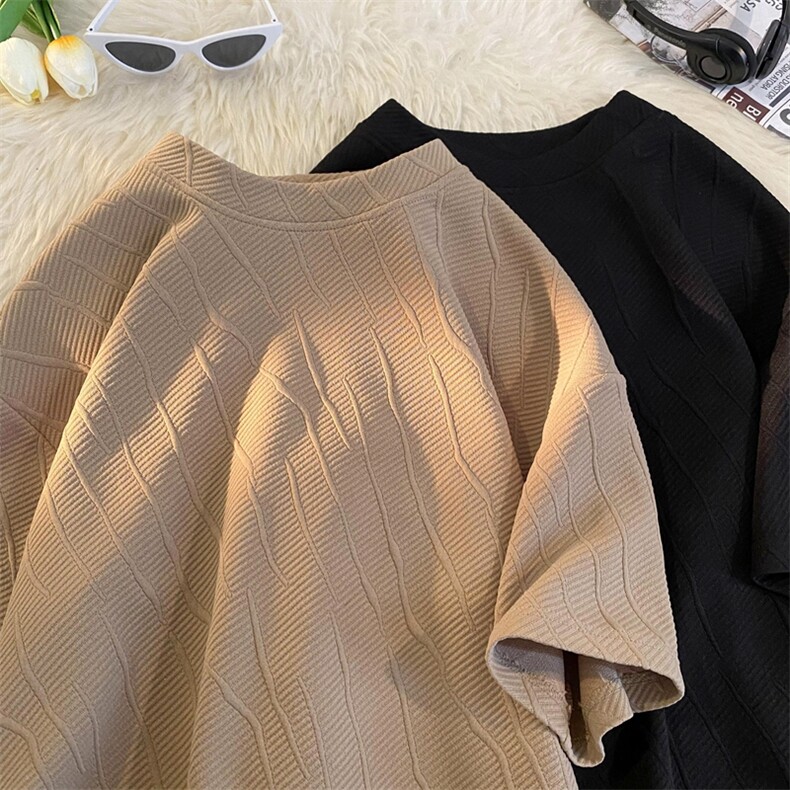 23新款肌理感纯色宽松半袖提花重磅短袖A316-1Y84P30控48,男装T恤,星座906（原电商a316-1）
