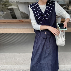 韩系chic一整套牛仔穿搭女2025秋新款小个子披肩马甲半身裙两件套，女装套装/套裙，2C057