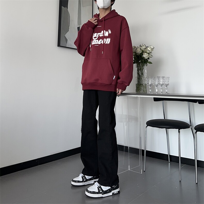 自家图主推货足大码黑色毛边微喇黄泥牛仔裤直筒裤K10-P50,男装牛仔裤,星座205