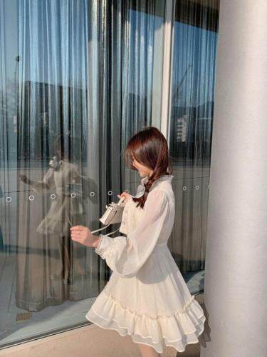 2021春季新品娃娃款压皱连衣裙，女装连衣裙，M.W 嫚维