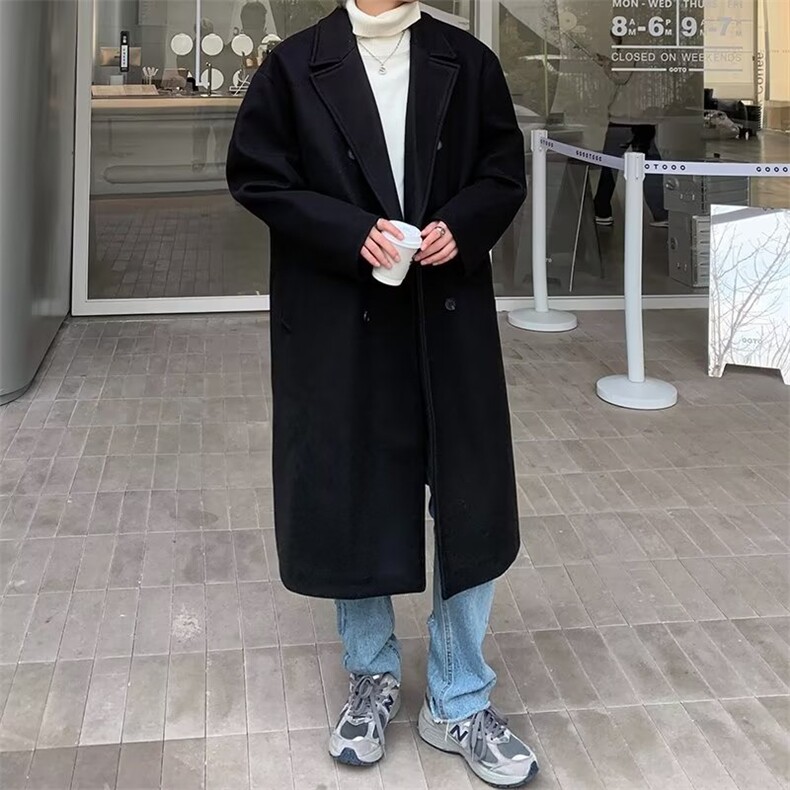 毛呢大衣男韩版潮流高街帅气2023秋冬季新款ins宽松外套W5196-P69,男装毛呢大衣,星座412-2