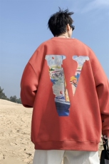 秋季宽松大码港风油画v印花圆领卫衣WY116-特p28（抖音不可售），男装卫衣，星座508（原C305）