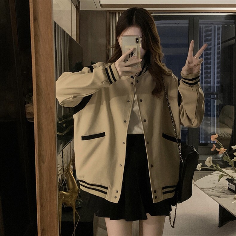 宽松棒球服短外套女2025年春秋新款高级感开衫夹克上衣C719-88,男装夹克,星座911-2(原星座613-2）