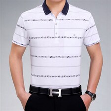 爸爸夏装男士冰丝短袖t恤中老年纯棉T恤夏季POLO衫中年40男装50岁,男装T恤,电商B212（原钱塘6029）