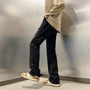 美式高街vibe风直筒长裤欧美痞帅男hiphop复古水洗牛仔裤图片