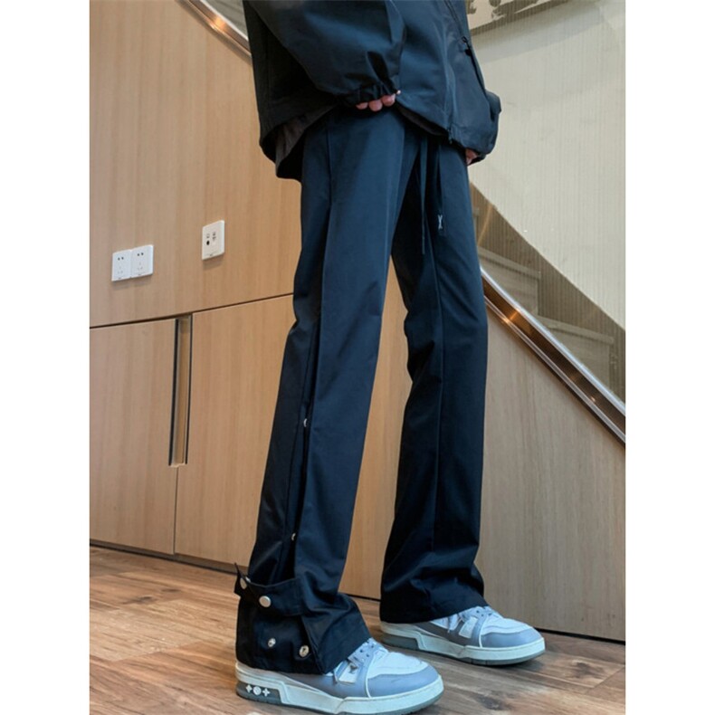 1506/QA8540/P29设计感排扣跳舞休闲宽松户外机能微喇冲锋裤图片