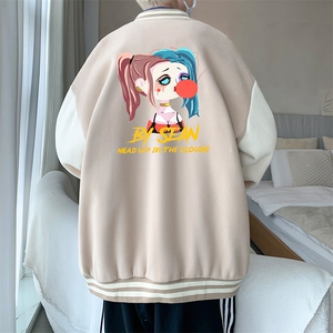 摇粒绒棒球服男大码开衫卫衣男夹克 BF86298-P65图片