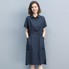 大码女装连衣裙2024新款夏季胖mm显瘦遮肉遮肚V领妈妈减龄裙子，女装连衣裙，丽影随形