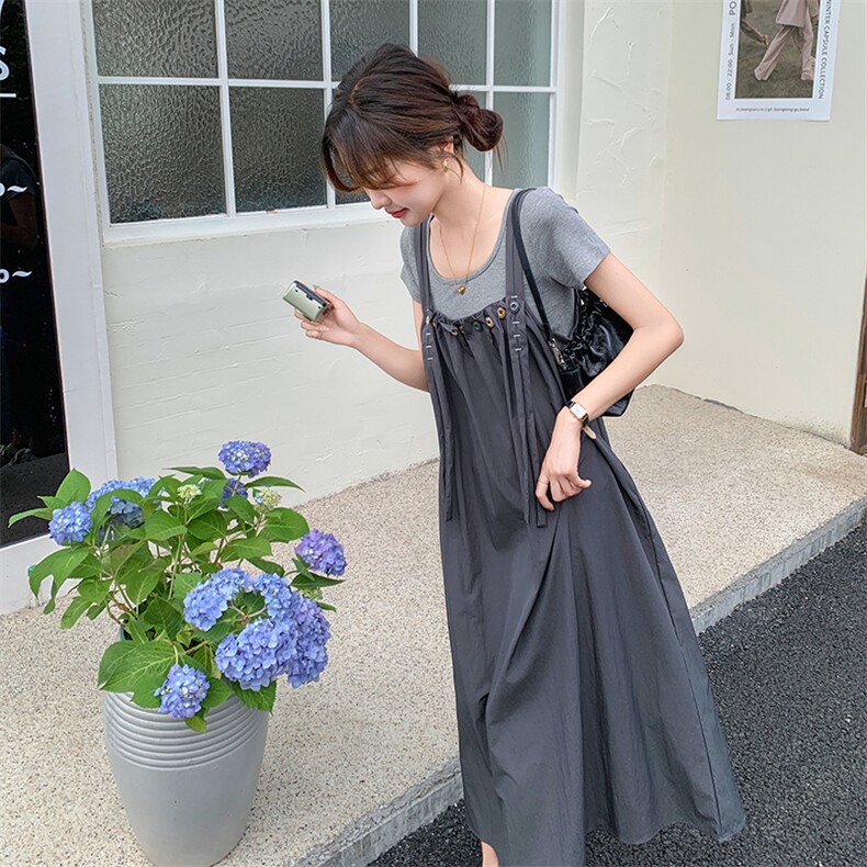 新款现货主推二件套背带连衣裙9853-P125-K178,女装连衣裙,2C129