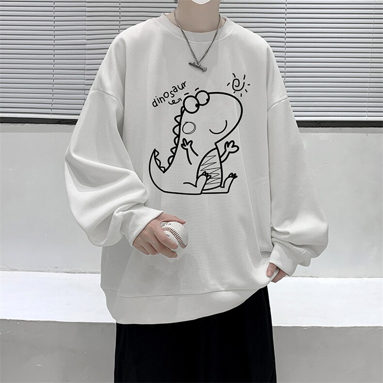 华夫格卫衣圆领卫衣男大码长袖t恤男外套 HW76172-P30加绒款-P40图片
