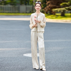 2025春上新复古风重工穿搭一套高级感提花马甲两件套，女装套装/套裙，韩然一族