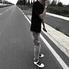 1506-1/KK03221/P47街头水洗做旧牛仔裤男春秋直筒宽松欧美百搭，男装牛仔裤，星座1506-1