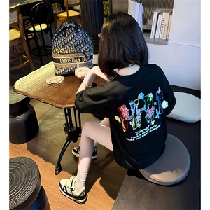 万针全刺绣工艺抖音得物高品质260克重磅纯棉双纱美式高街短袖T恤